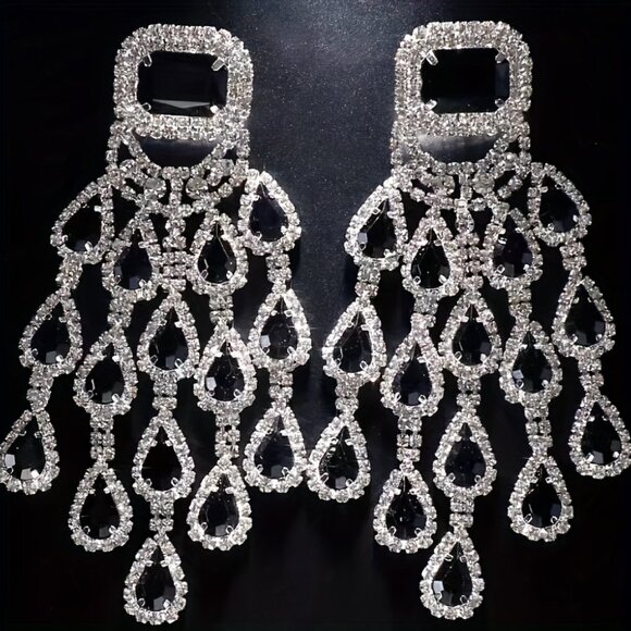 Exaggerated High-end Multi-layer Water Drop Earrings With Luxurious Gemstone - Picture 2 of 4